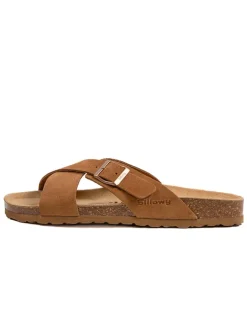 Leder-Pantoletten in Hellbraun