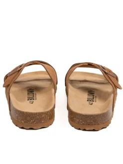 Leder-Pantoletten in Hellbraun