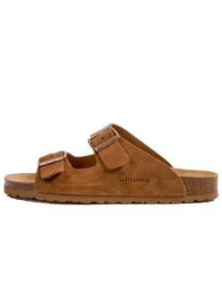 Leder-Pantoletten in Hellbraun