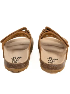 Leder-Pantoletten in Hellbraun