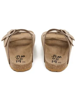 Leder-Pantoletten in Hellbraun