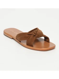 Leder-Pantoletten in Hellbraun