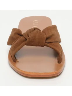 Leder-Pantoletten in Hellbraun