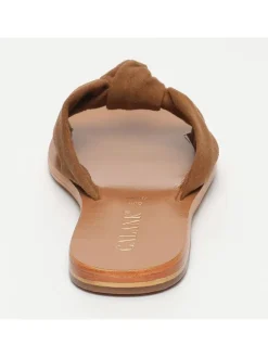 Leder-Pantoletten in Hellbraun