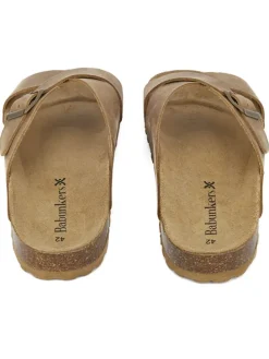 Leder-Pantoletten in Hellbraun