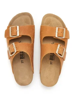 Leder-Pantoletten in Orange