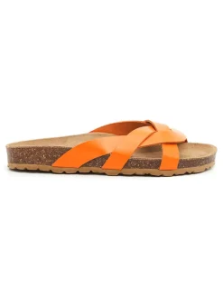 Leder-Pantoletten in Orange