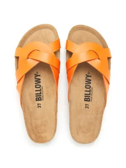 Leder-Pantoletten in Orange