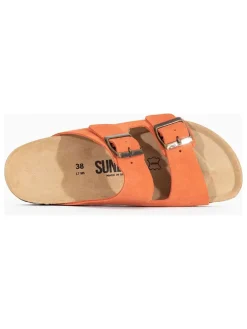 Leder-Pantoletten in Orange