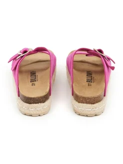 Leder-Pantoletten in Pink