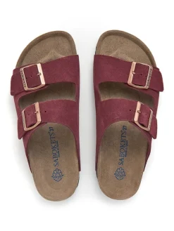 Leder-Pantoletten in Rot