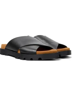 Leder-Pantoletten in Schwarz