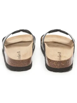 Leder-Pantoletten in Schwarz