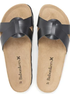 Leder-Pantoletten in Schwarz