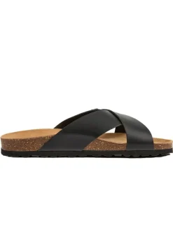 Leder-Pantoletten in Schwarz