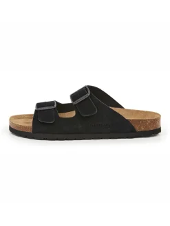 Leder-Pantoletten in Schwarz