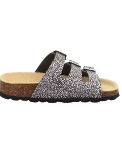 Leder-Pantoletten in Schwarz/ Silber