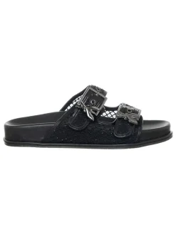 Leder-Pantoletten in Schwarz