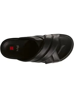 Leder-Pantoletten in Schwarz