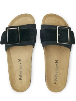 Leder-Pantoletten in Schwarz