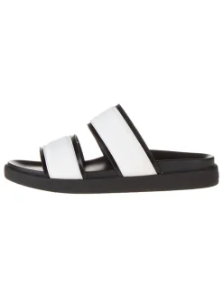 Leder-Pantoletten in Schwarz/ Weiß