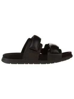 Leder-Pantoletten in Schwarz