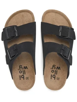 Leder-Pantoletten in Schwarz