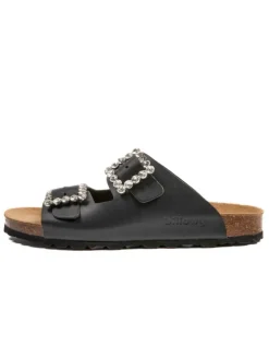 Leder-Pantoletten in Schwarz