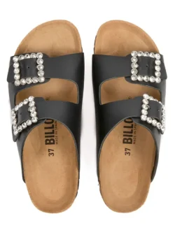 Leder-Pantoletten in Schwarz