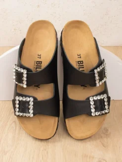 Leder-Pantoletten in Schwarz