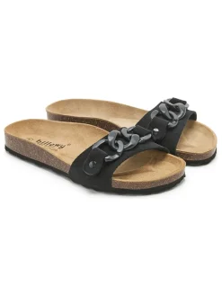 Leder-Pantoletten in Schwarz