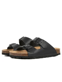 Leder-Pantoletten in Schwarz