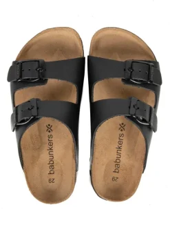 Leder-Pantoletten in Schwarz