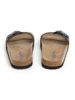 Leder-Pantoletten in Schwarz