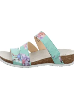 Leder-Pantoletten in Türkis