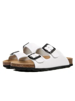 Leder-Pantoletten in Weiß