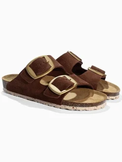 Leder-Pantoletten "Londrina" in Hellbraun