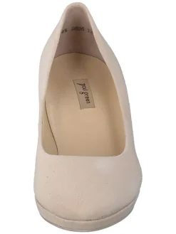 Leder-Pumps in Beige