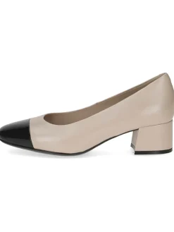 Leder-Pumps in Beige/ Schwarz