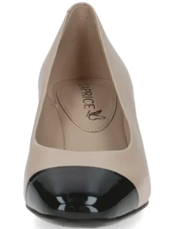 Leder-Pumps in Beige/ Schwarz