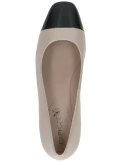 Leder-Pumps in Beige/ Schwarz