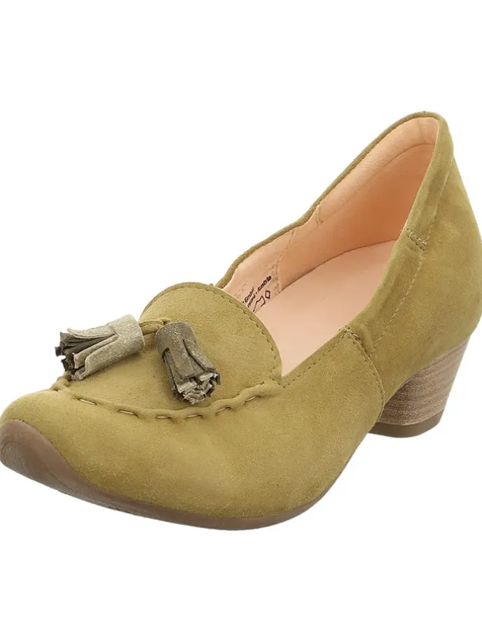 Leder-Pumps in Khaki