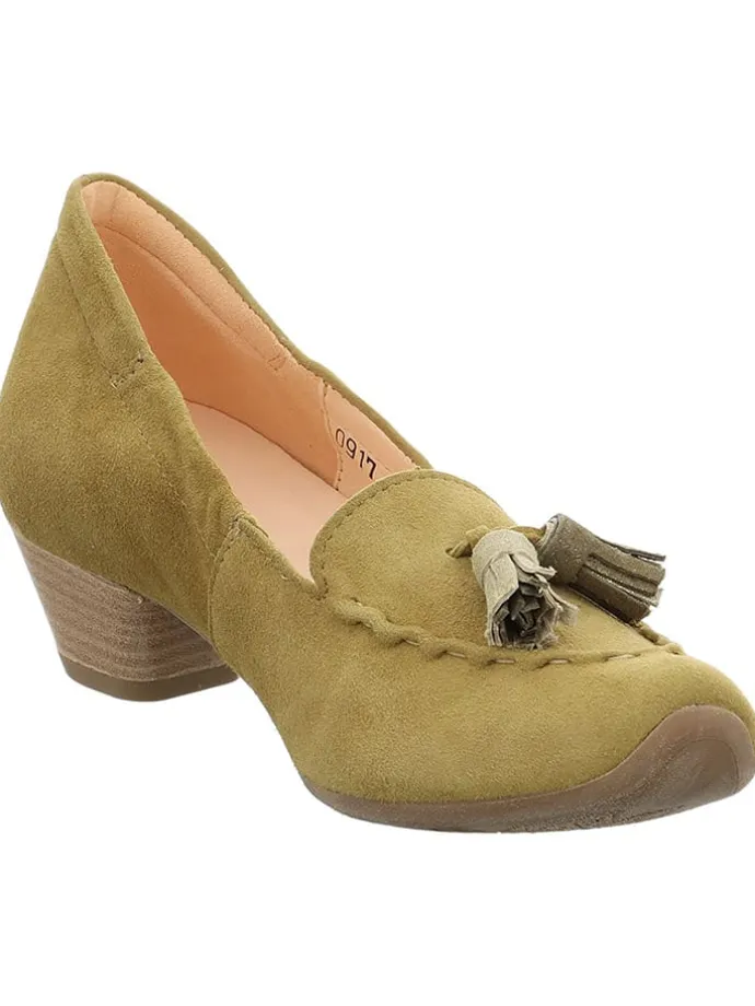 Leder-Pumps in Khaki