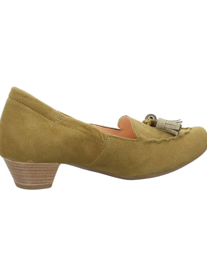Leder-Pumps in Khaki