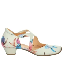 Leder-Pumps in Weiß/ Bunt