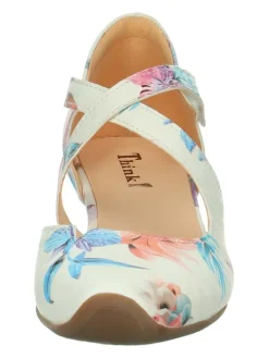 Leder-Pumps in Weiß/ Bunt