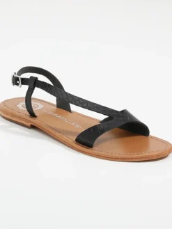 Leder-Sandalen "Amadrya" in Schwarz