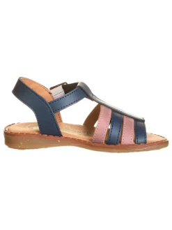 Leder-Sandalen "Atenas" in Dunkelblau/ Hellbraun