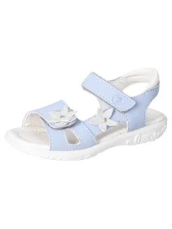 Leder-Sandalen "Carola" in Hellblau/ Weiß