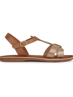 Leder-Sandalen "Eolie" in Hellbraun